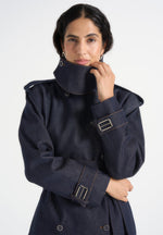 Esther - Denim Trench Coat With Double Belt - Indigo