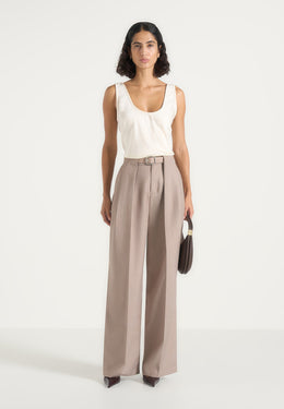 Jodie Pleated Pants - Taupe
