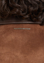 Nino - Unisex Clasp Detail Contrast Stitch Suede Jacket - Tan