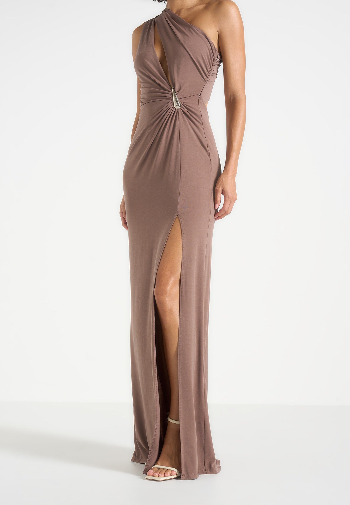 Vanessa Asymmetric Maxi Dress - Taupe