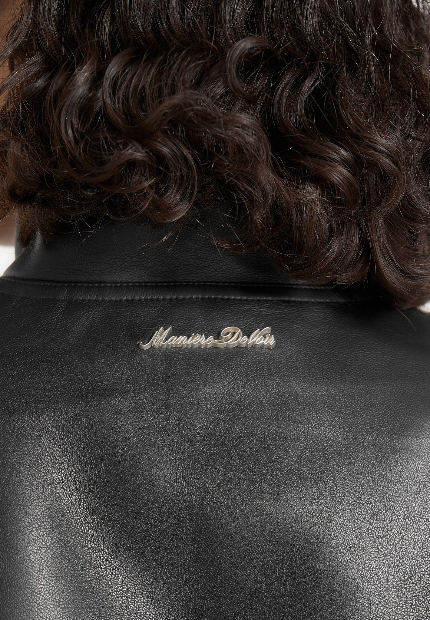 Imelda - Leather Cropped Wide Shoulder Sleeveless Jacket - Black
