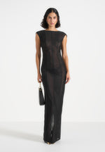 Ulina Seamed Hardware Detail Maxi Dress - Black