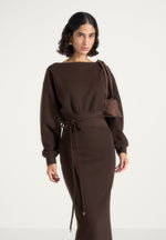 Esme - Belted Knit Maxi Jumper Dress - Brown