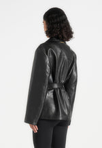 Whitney - Oversized Blazer Jacket With/ Belt - Black