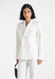 Maia Contrast Satin Blazer - White