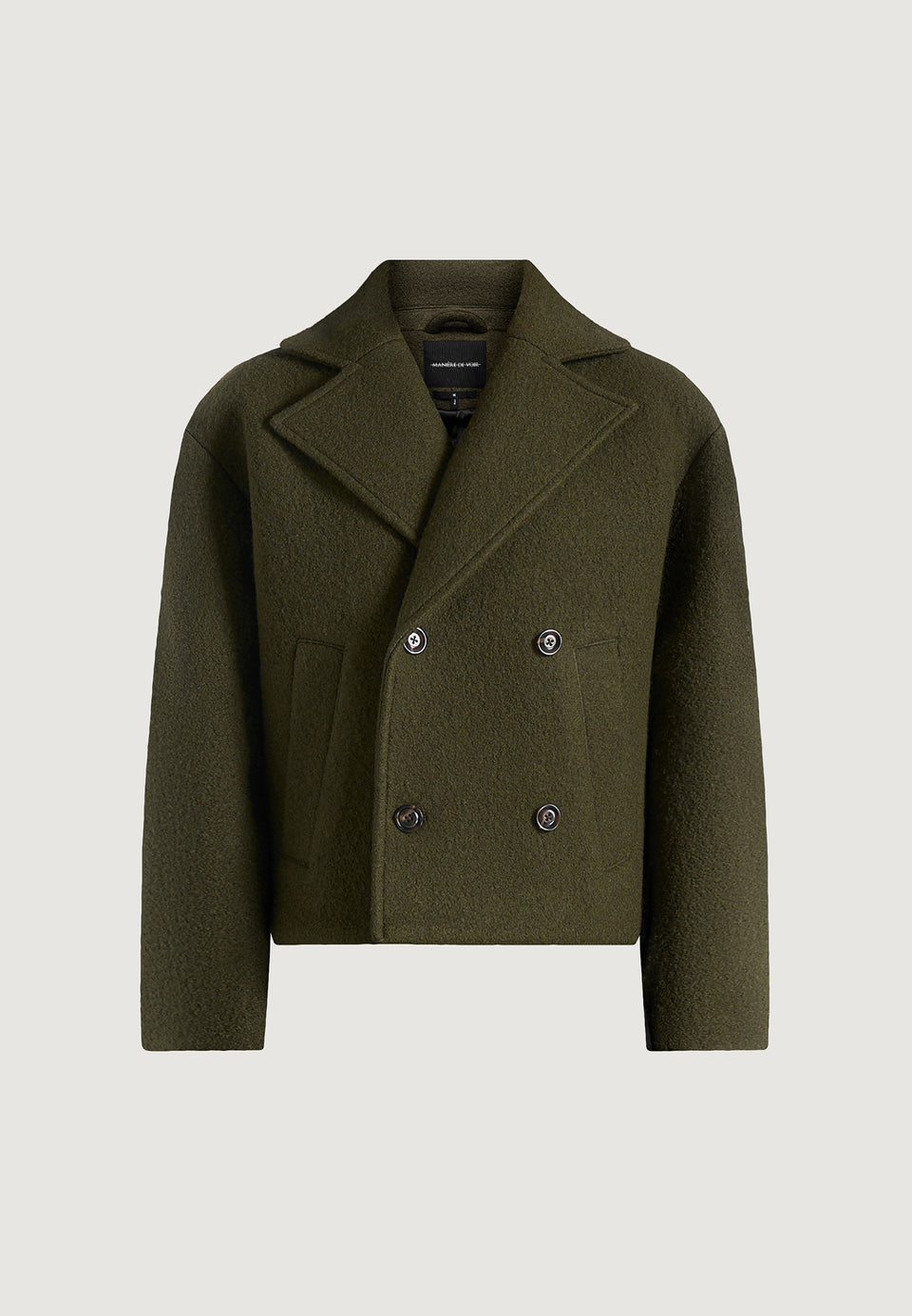 Mika - Unisex Double Breasted Wool Jacket - Olive