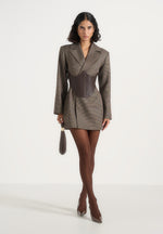 Lacey - Tailored Blazer Dress With Reversible Corset - Brown