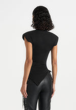 Paige - Wide Shoulder Ruched Waist Top - Black