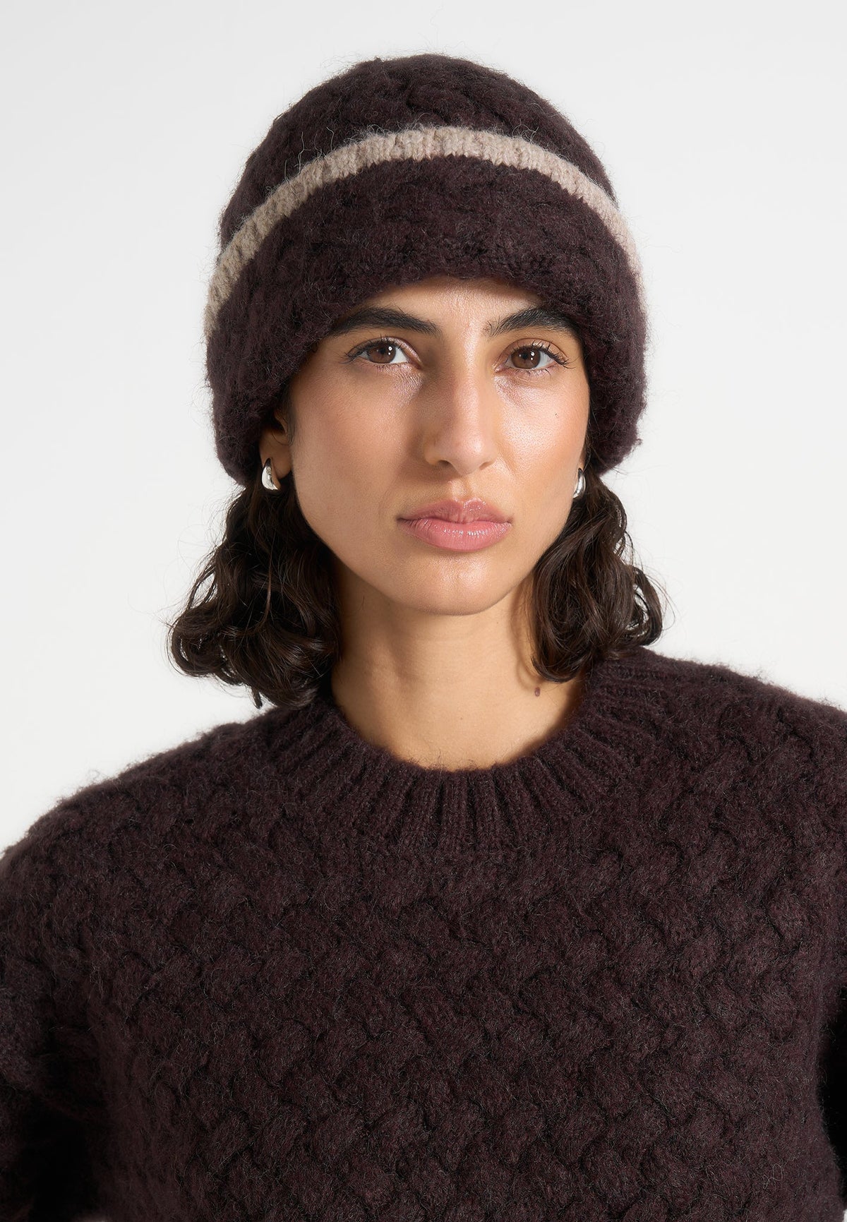 Otis - Waffle Knit Beanie - Brown