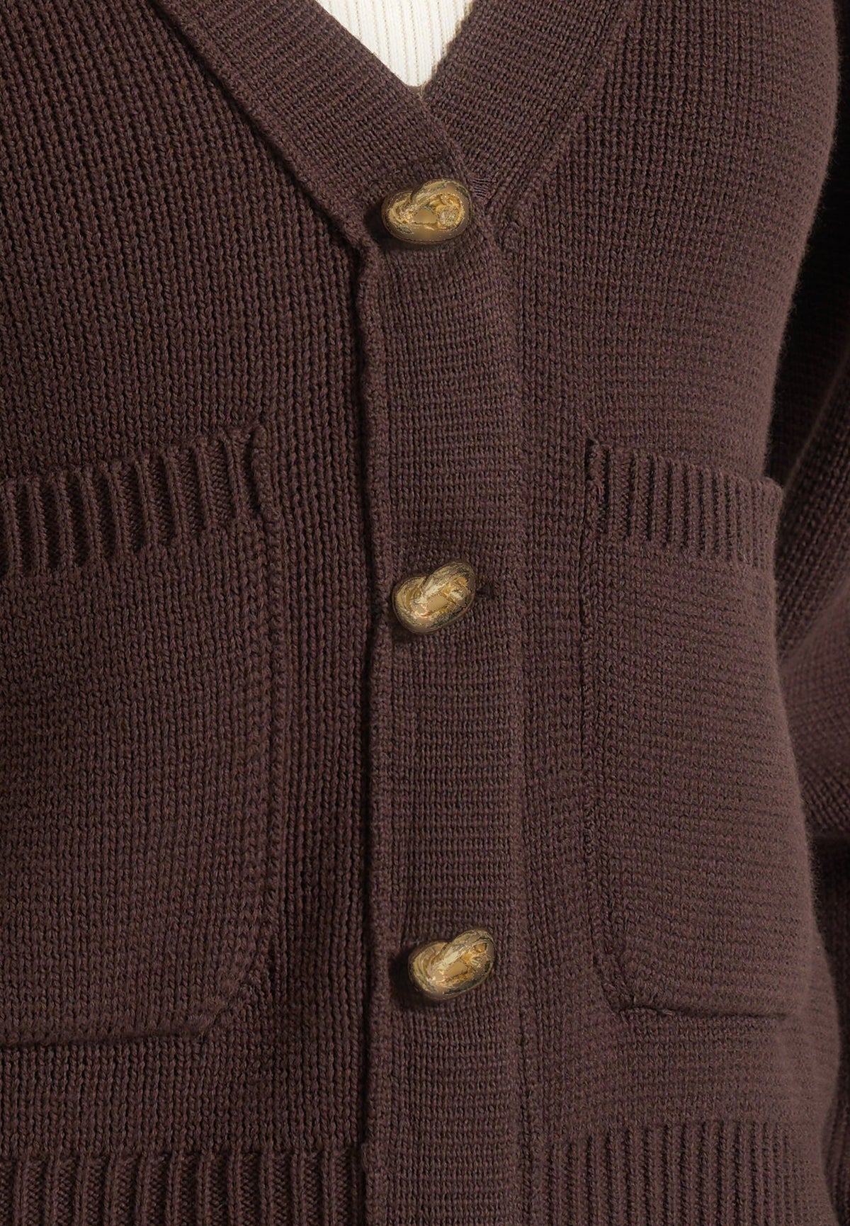 Tessa - Cinched Waist Cotton Cardigan - Brown