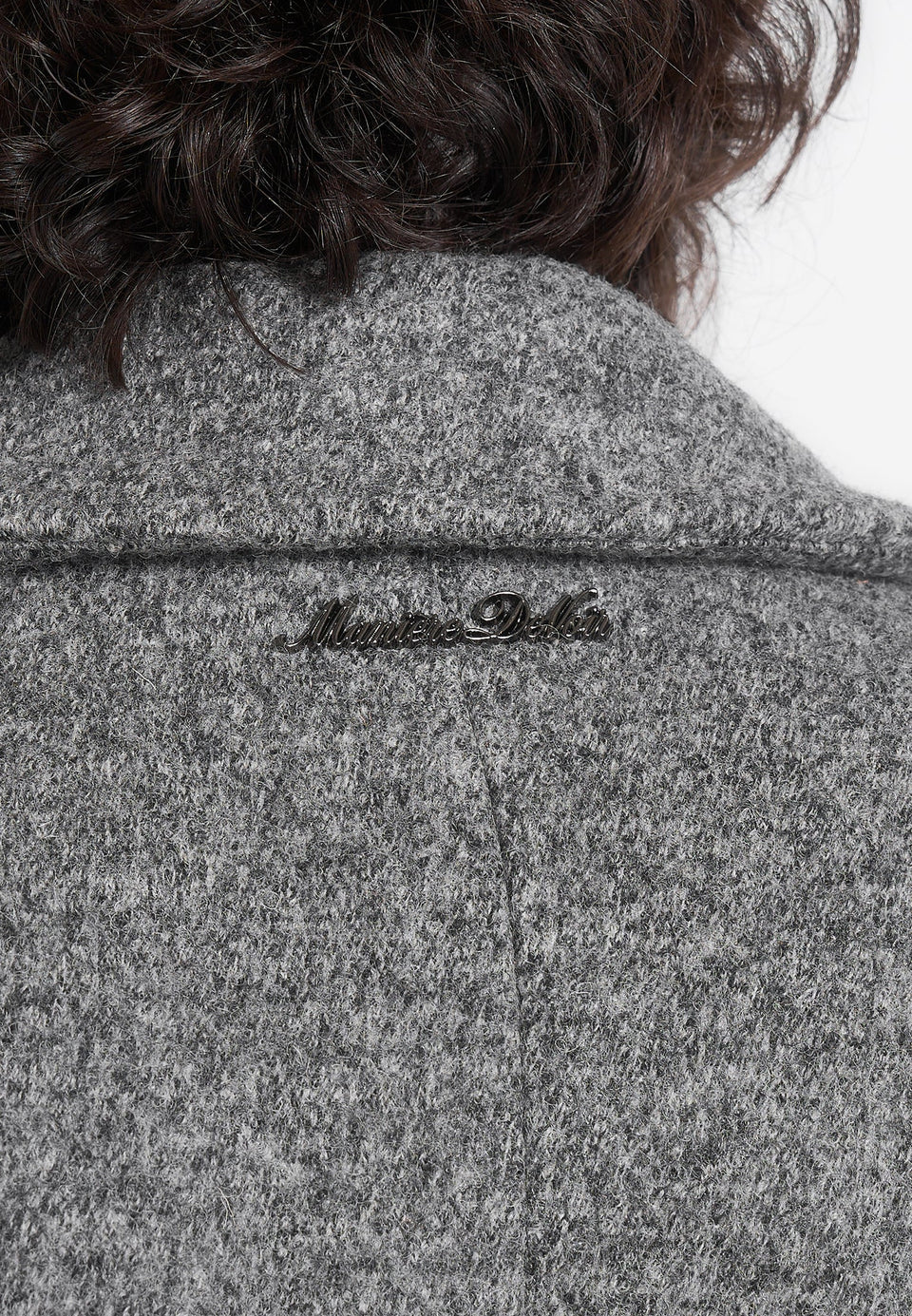 Jena - Wide Shoulder Wool Coat with Cinch Belt - Grey