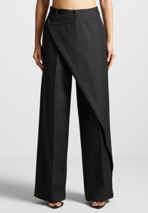 Colette - Wrap Tailored Trousers - Black