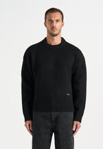 KW001 - Brushed Wool Knit Signature Jumper - Black