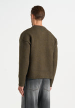 KW001 - Brushed Wool Knit Signature Jumper - Olive