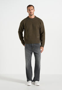 KW001 - Brushed Wool Knit Signature Jumper - Olive
