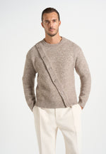 Theo - Asymmetric Brushed Wool-Blend Knit Jumper - Taupe