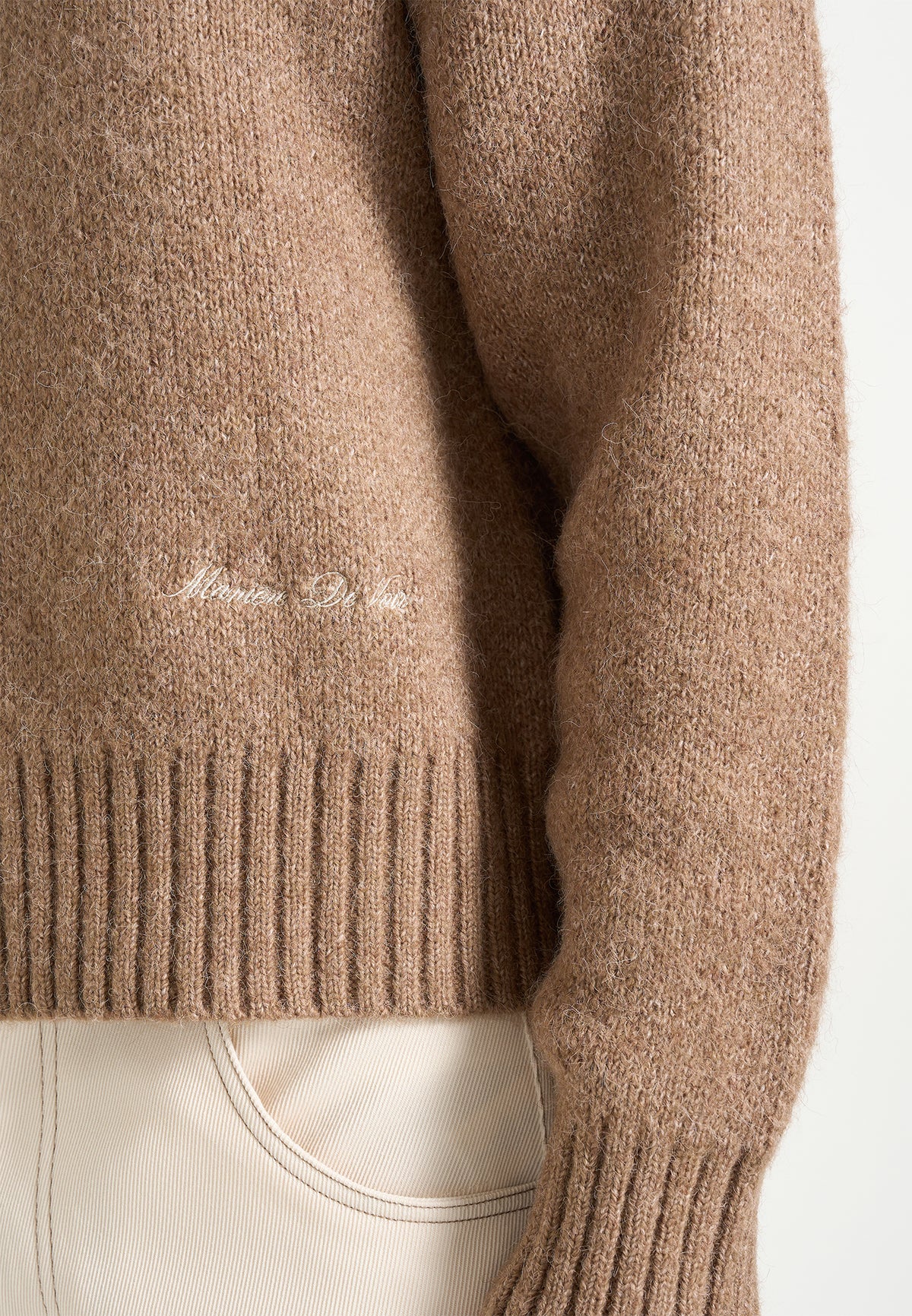 Kamil - Art Slogan Speckled Brushed Wool Knit Jumper - Beige
