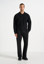 Remi - Signature Ribbed Wool-Blend V-Neck Jumper - Black