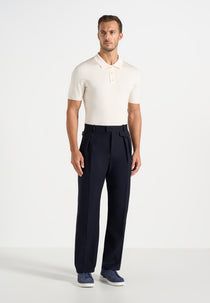 Pierre - Twin Pleat Tailored Pants - Dark Navy