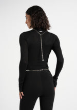 Isabeau - Contour Knit Bodysuit with Chain - Black
