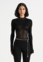 Isabeau - Contour Knit Bodysuit with Chain - Black