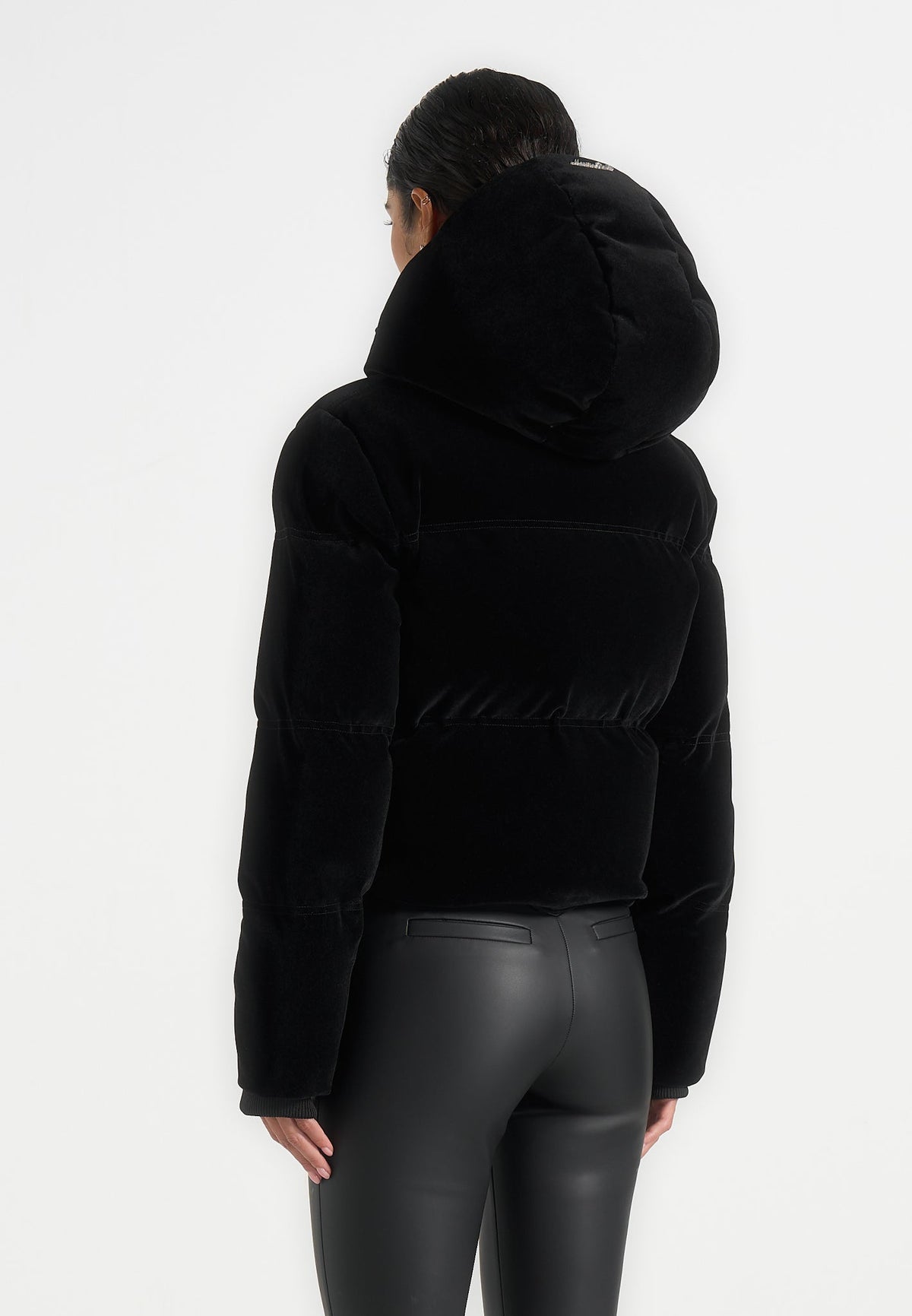 Maeva - Velvet Signature Cropped Puffer Jacket - Black
