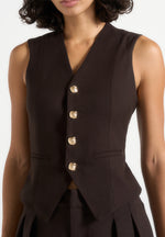 Christine - Tailored Cinched Waistcoat - Brown