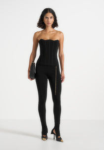 Karima - Ottoman Bandage Knit Corset Top - Black