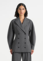 Brooke - Balloon Sleeve Double Breasted Blazer - Grey