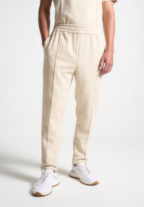 Boucle Pintuck Tapered Trousers - Beige