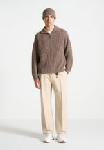 Aryel - Speckled Wool Beanie Hat - Taupe