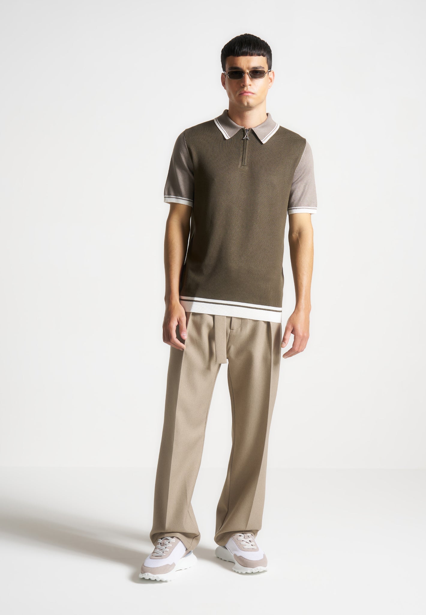 colour-block-zip-polo-shirt-khaki 
