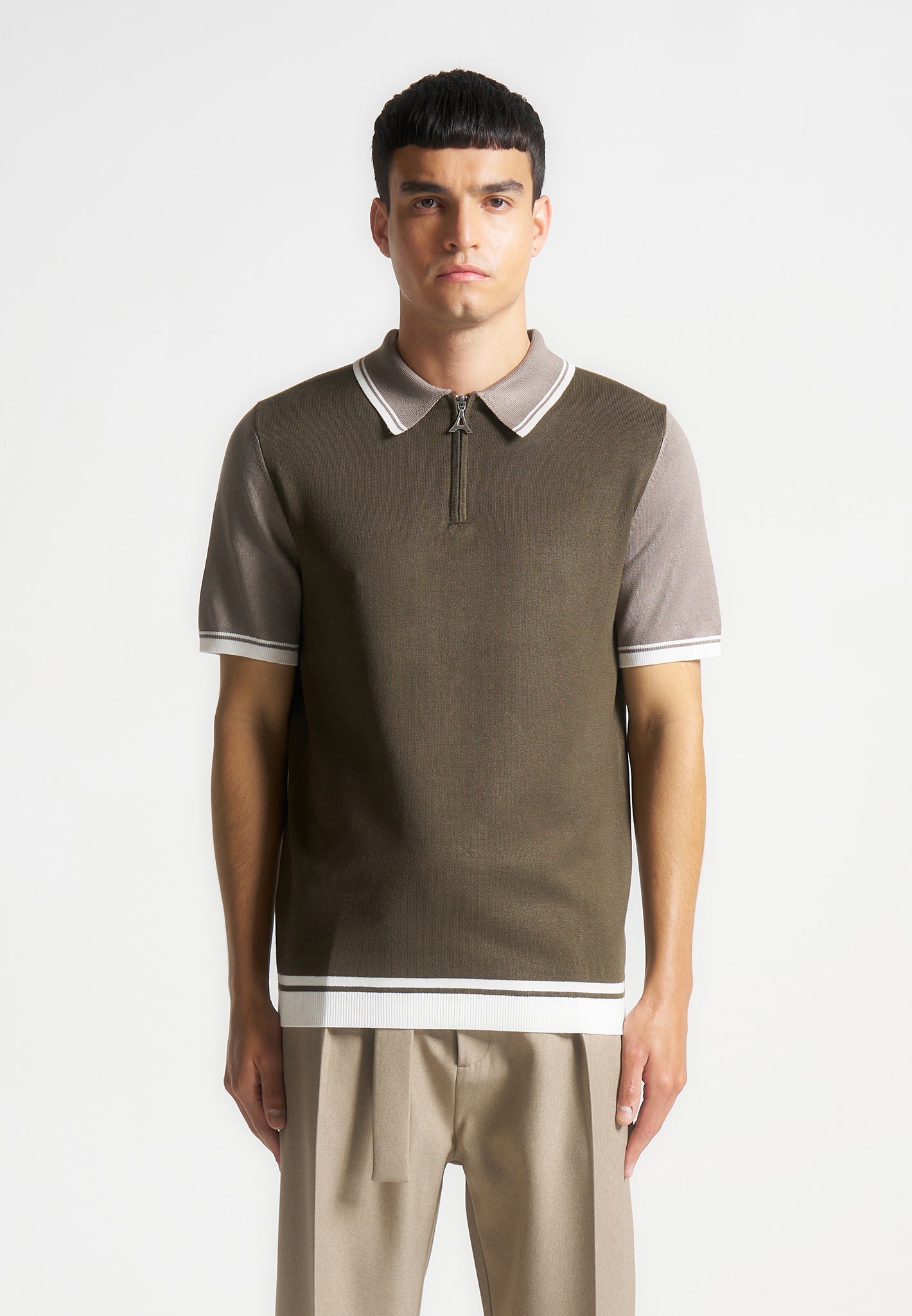 colour-block-zip-polo-shirt-khaki 