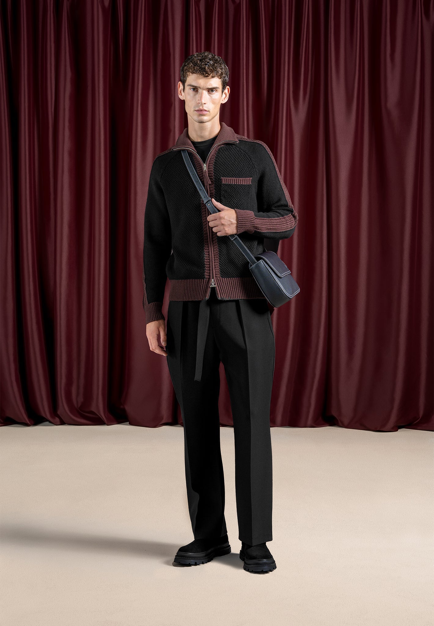 colour-block-zip-through-cardigan-black