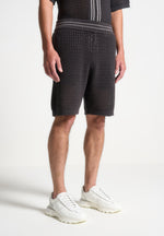 crochet-knit-stripe-shorts-charcoal-grey