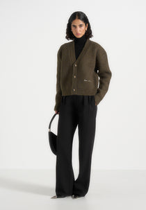 Charlie - Brushed Knit Signature Cardigan - Olive