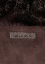 Delfina - Suede Layered-Shoulder Cropped Bomber Jacket - Brown