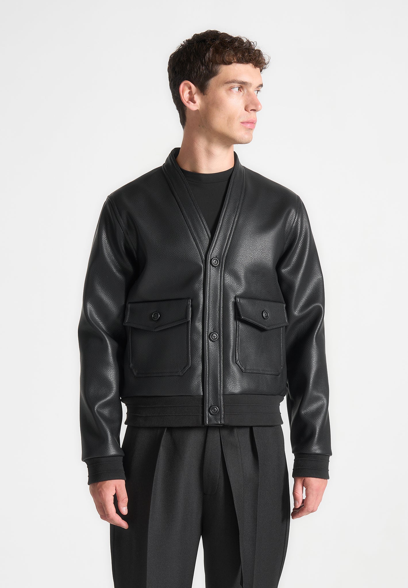 pebbled-leather-cardigan-black 