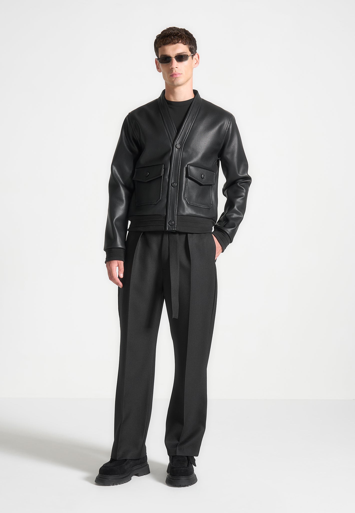 pebbled-leather-cardigan-black 