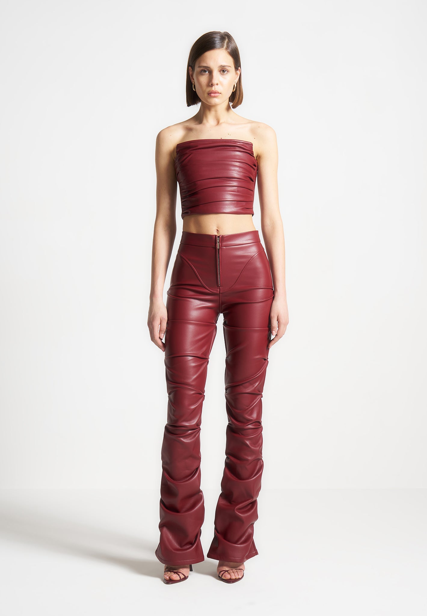 pleated-bandeau-vegan-leather-corset-top-wine-red 