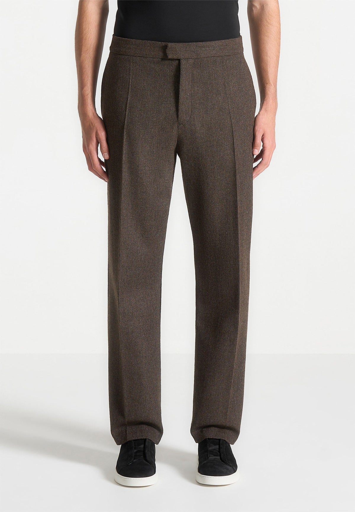Joseph - Regular Fit Houndstooth Wool-Blend Pants - Brown