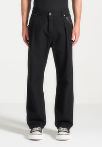 Arnault - Relaxed Fit Pleated Gabardine Jeans - Black