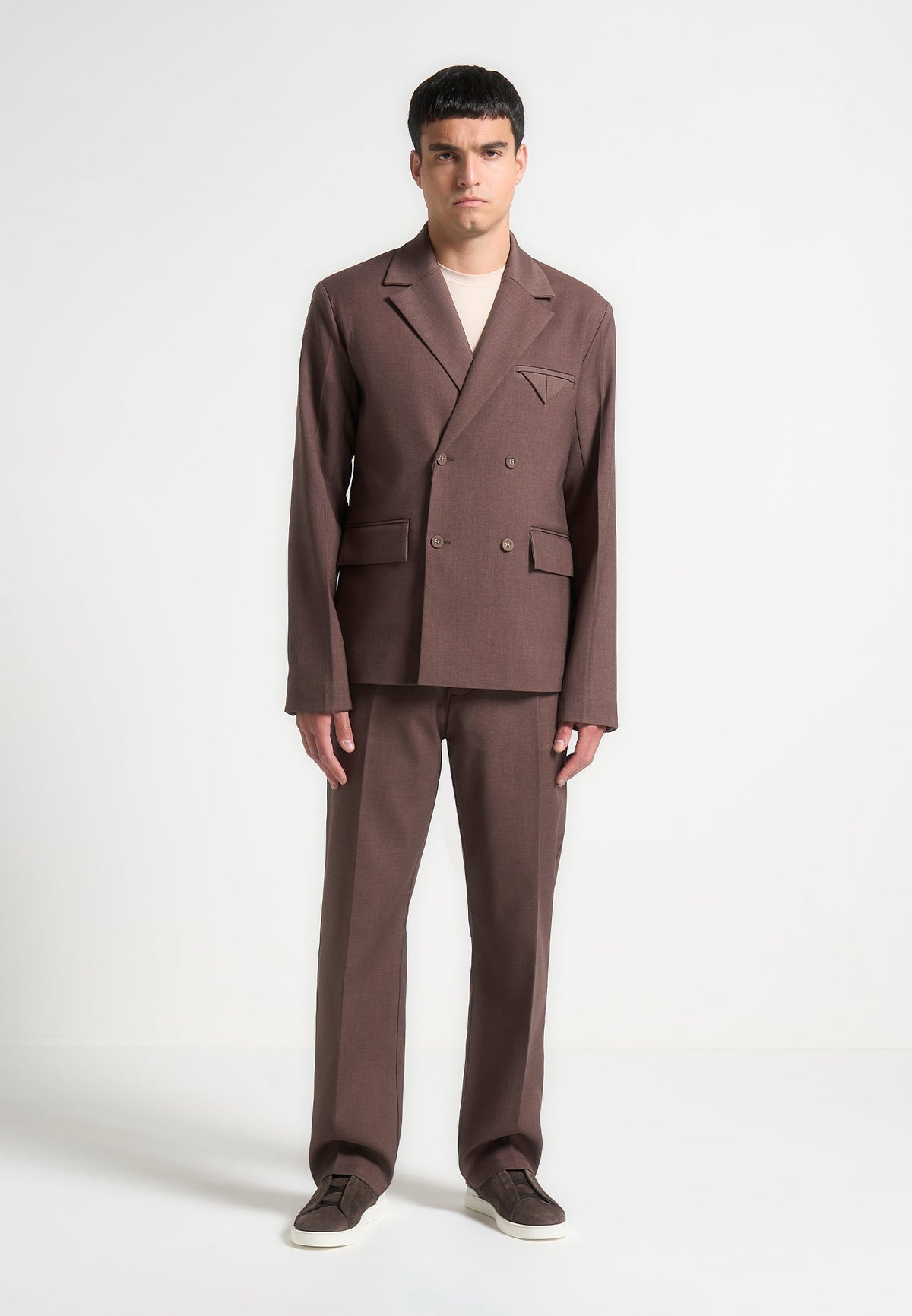 Joseph - Regular Fit Twill Pleated Tailored Pants - Brown