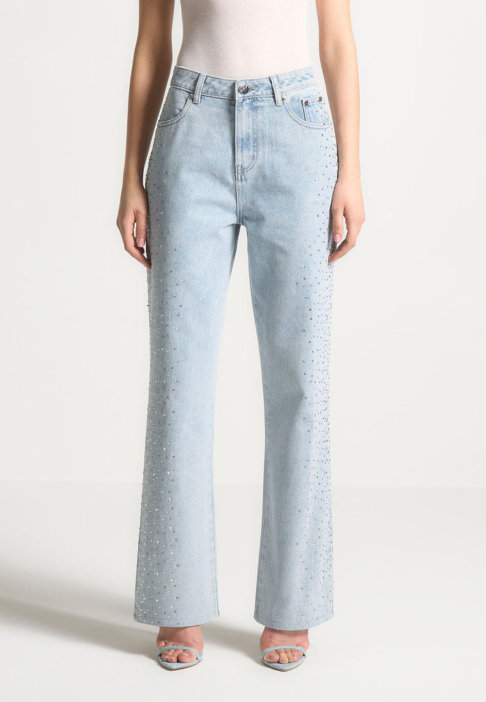scattered-rhinestone-straight-leg-jeans-bleach-wash