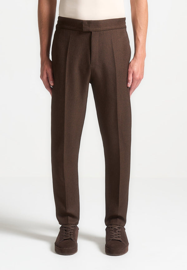 Claude - Slim Fit Tailored Trousers - Brown