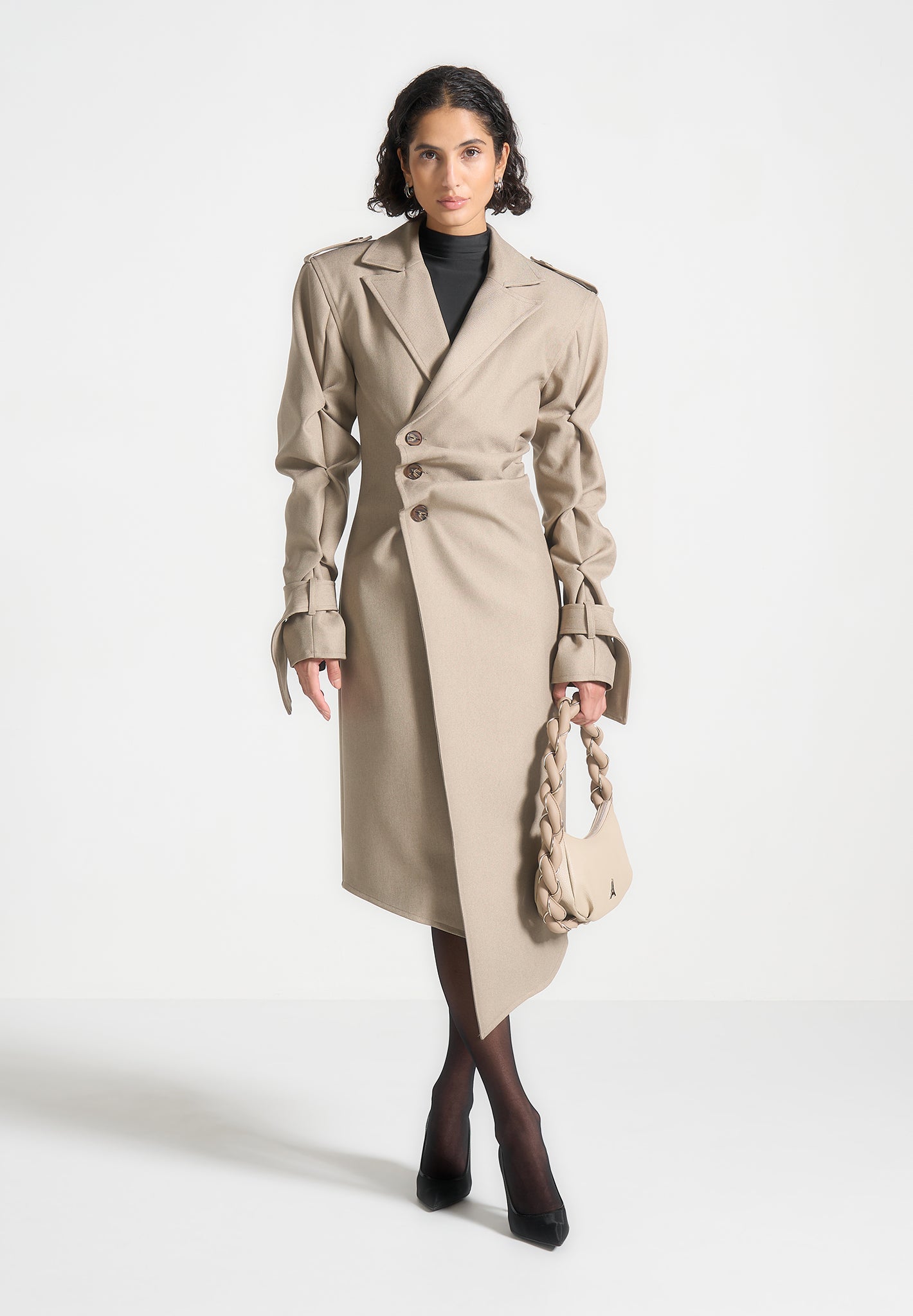 tacked-sleeve-asymmetric-tailored-trench-coat-beige 