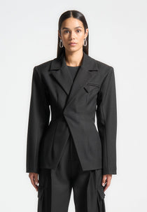 Beatrice - Tailored Contour Double Breasted Blazer - Black