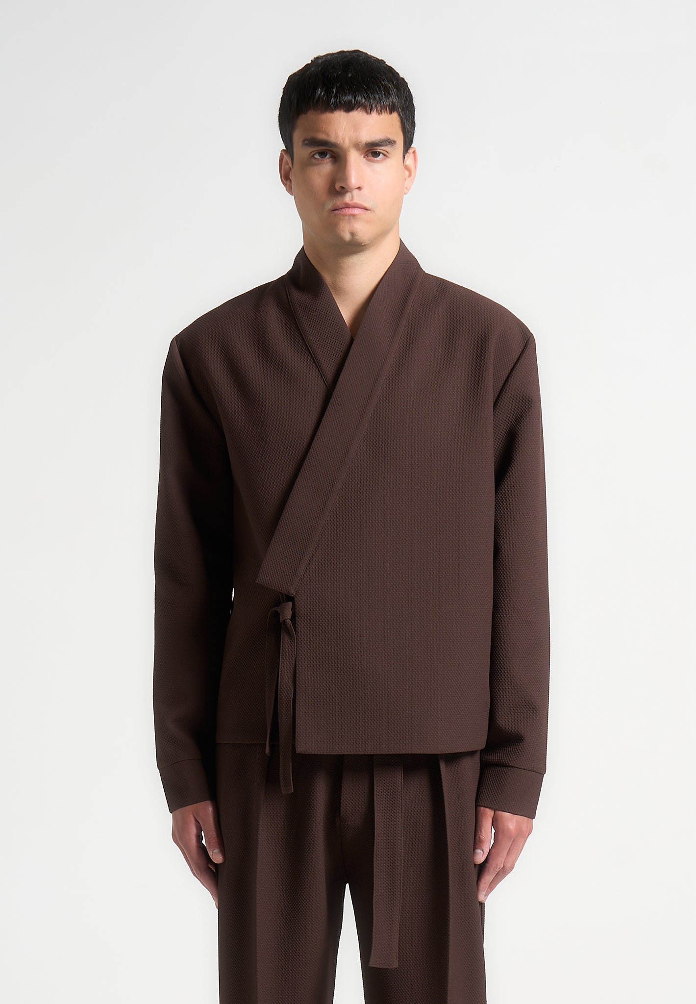 textured-kimono-wrap-jacket-brown 