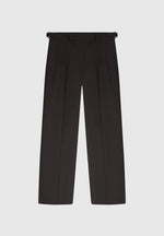 Pierre - Relaxed Fit Textured Pleated Tailored Trousers - Dark Brown