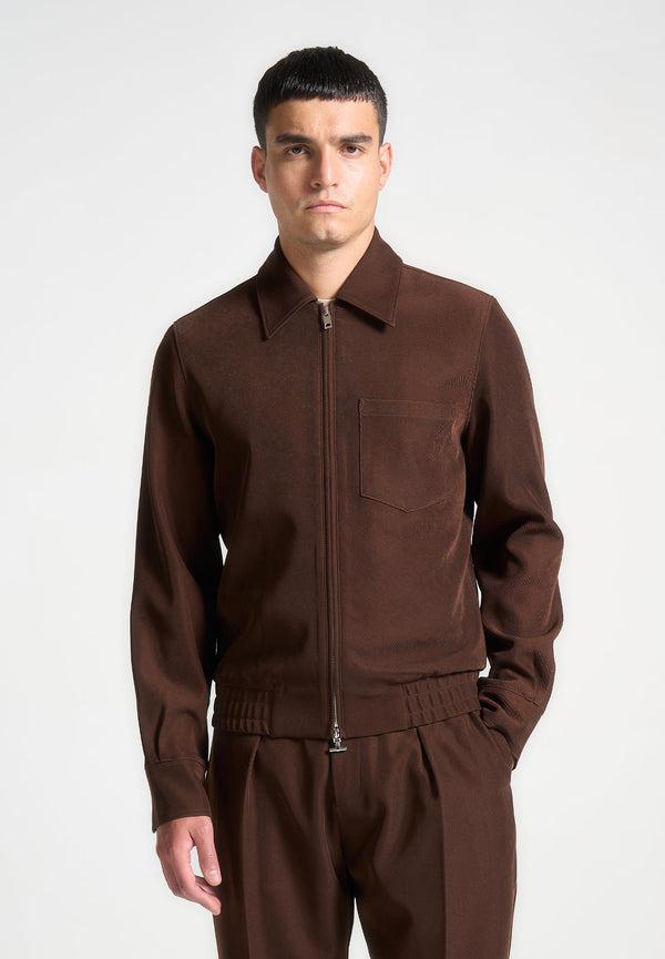 Twill Tailored Jacket - Brown